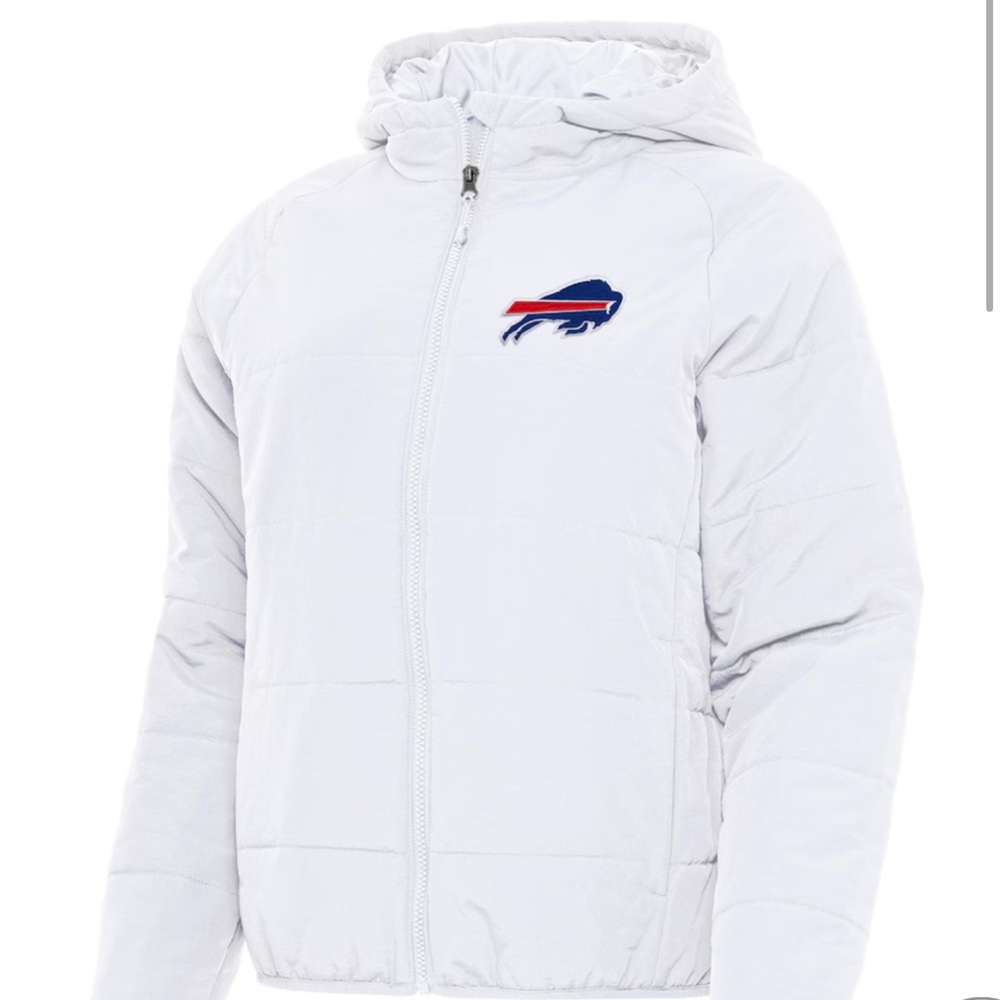 White Hooded Puffer Jacket with Logo